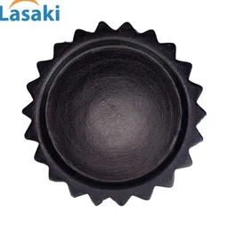 LASAKI Celty 2Pcs Black Ceramic Lightweight Round Flower Planter Trays image 2