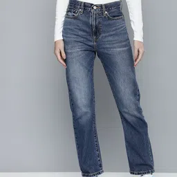 Levis Women Wedgie Straight Fit Mid-Rise Heavy Fade Pure Cotton Jeans-image-96