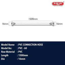 Sanjay Chilly Pvc Connection Pipe White 1.52 m (‎60 inch), PVC-60 image 2
