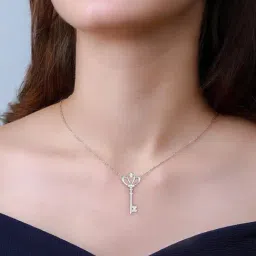 GIVA 92.5 Sterling Silver Regal Key Necklace for Women-picture-17