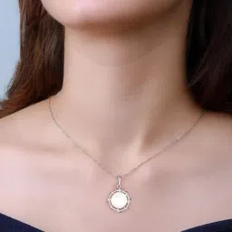 GIVA 92.5 Sterling Silver Pearl World Pendant with Link Chain for Women-picture-19