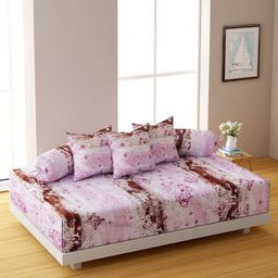SWAYAM Set Of 6 Pink & White Geometric 144 TC Bedsheet With Bolsters & Cushion Covers-picture-10