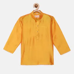THANGAMAGAN Boys Orange Art Silk Kurta image 1