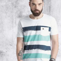 Roadster Men White Brush Printed T-shirt-picture-33