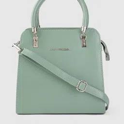 Lino Perros Sage Green Solid Structured Handheld Bag image 2