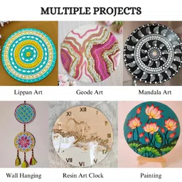 Rise n Shine MDF Board Cutouts - 14 Inch 4mm Thick Circle Boards Set Of 2 | MDF Board for Lippan Art, Resin, Mandala, Painting & Art and Craft | Premium Round Pine Wood Slices for Artists and Students image 3