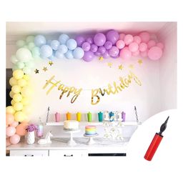 Bubble Trouble Pastel Rainbow theme Birthday Decoration items pastel balloons for party for DIY Combo Set with Air balloon Pump - 54 pcs-picture-8