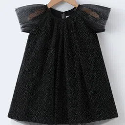 Mark & Mia Frill Sleeves Party Frock with Polka Dots Print - Black-picture-38