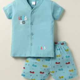 Tango Single Jersey Half Sleeves Shorts Set With Vehicle Print - Aqua-picture-34