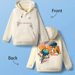 Pine Kids Cotton Knit Full Sleeves Hooded Sweatshirt with Sea Life Print - Offwhite-picture-18