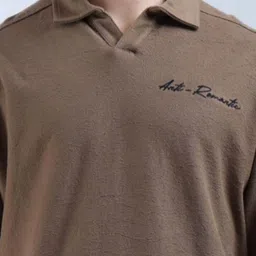 Flying Machine Men Solid Polo Collar Cotton Oversized T-shirt image 2