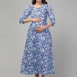 Zuvino Floral Print Maternity A-Line Midi Dress image 1
