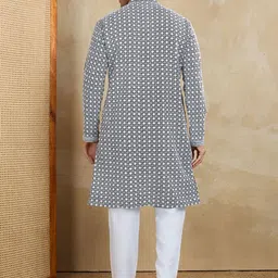 Inddus Men Woven Design Embroidered Kurta with Pyjama image 3