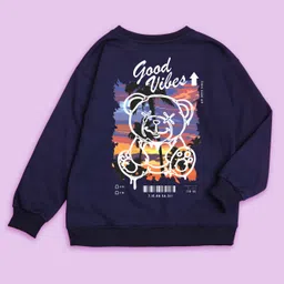 NUSYL Full Sleeves Street Summer Vibes Bear Graffiti Art Back Printed Unisex Sweatshirt - Blue image 4