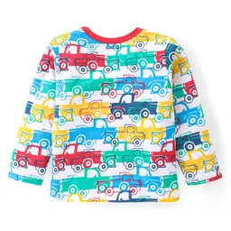 Babyhug Cotton Knit Full Sleeves Night Suit with Truck Print - White image 3