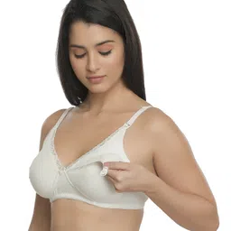 Inner Sense Pack Of 3 Organic Cotton Antimicrobial Soft Nursing Bra - White & Beige image 5