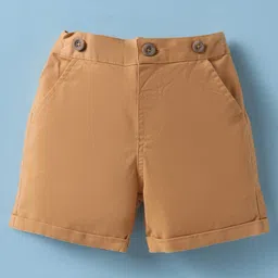 ToffyHouse Poplin Woven Half Sleeves Shirt & Shorts Set with Bow Suspender & Geomentry Print- Light Brown & White image 4