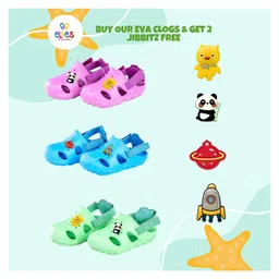 Elves the Shoemakers Perforated Velcro Closure Solid Clogs - Sky Blue image 5