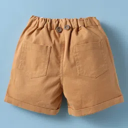 ToffyHouse Poplin Woven Half Sleeves Shirt & Shorts Set with Bow Suspender & Geomentry Print- Light Brown & White image 5