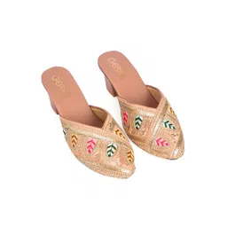 GERIEF Women Embellished Pointed Toe Block Heel Mules image 5