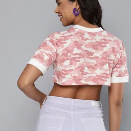 Harvard Pure Cotton Camouflage Printed Crop T-shirt image 4