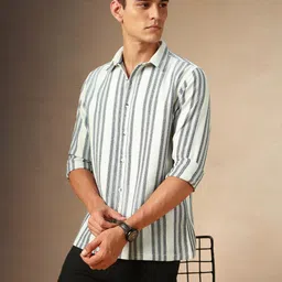 Dennis Lingo Men Opaque Striped Casual Shirt-image-39