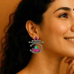 Gurjari Jewellers Oxidized Silver Tribal Earrings-picture-29