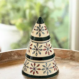 ExclusiveLane Beige & Black Printed Starry Christmas Tree Ceramic Showpiece-image-24
