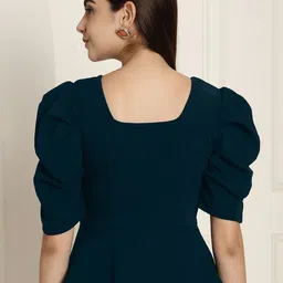 Metronaut Women Pack Of 2 Square Neck Puff Sleeve Peplum Top image 2