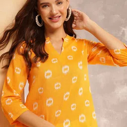 Anouk Rustic Floral Print Mandarin Collar Cotton Top-picture-10