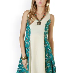 Belle Fille Pink White & Blue Floral Print A-Line Dress-picture-10
