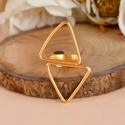 Silvermerc Designs Gold-Plated Celtic Double Triangle Handcrafted Adjustable Finger Ring-picture-55
