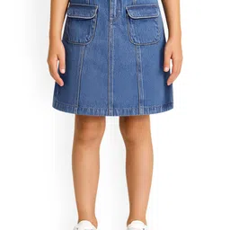 ARIAS By LARA DUTTA Girls Washed Denim Pure Cotton A-Line Mini Skirt-picture-57