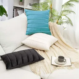 Khooti Blue & Orange Striped Square Cushion Covers image 5