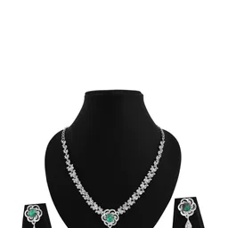 Women Click Silver Plated Stones Studded Jewellery Set-image-70