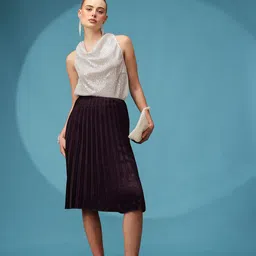 Molly & Michel Embellished Cowl Neck Net Top image 5