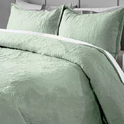 LABHAM Green Self-Designed Pure Cotton King Bed Cover With 2 Pillow Covers image 2
