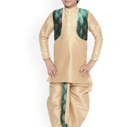 Jeetethnics Boys Cream-Coloured Self Design Kurta Set with Jacket-picture-57