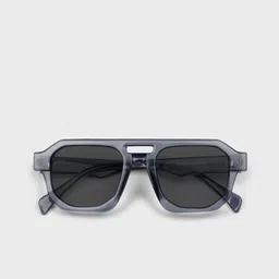 SAM & MARSHALL Unisex Black Lens & Gunmetal-Toned Square Sunglasses with image 3