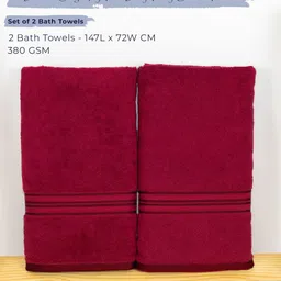Aura Red 2 Cotton 400 GSM Bath Towel image 3