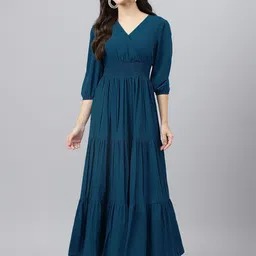 Raiyani Enterprise Womens Applique Crepe Fit & Flare Maxi Dress-image-87