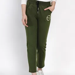 FABNEST Women Olive Green Printed straight-fit track pants-picture-41