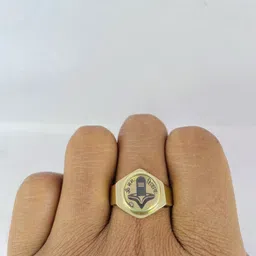 R G MART Unisex Ashtadhatu Shivling Yantra Star Circle With Para Gold Plated Brass Ring image 5