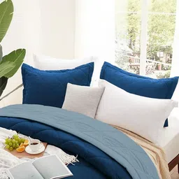 Doristyle Blue 250 GSM Checked Microfiber Single Bed Comforter image 2