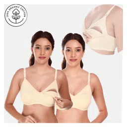 Elite Mom Pack Of 2 Solid Maternity Nursing Bras  - Light Beige-picture-39