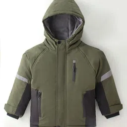 Kookie Kids Full Sleeves Solid Color Hooded Winter Jacket - Green-picture-27