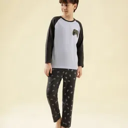 Lil Tomatoes Cotton Knit Full Sleeves Gaming Remote Printed Night Suit Set - Blue image 1