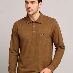 SANDPIPER Solid Polo Collar Pockets Cotton T-shirt-picture-17