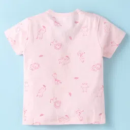 Pink Rabbit Single Jersey Knit Half Sleeves Shorts Night Suit with Lion Print - Pink image 3