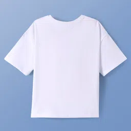 Pine Kids Disney Terry Knit Half Sleeves Oversize Drop Shoulder T-Shirt With Minnie Mouse Graphics - White image 3